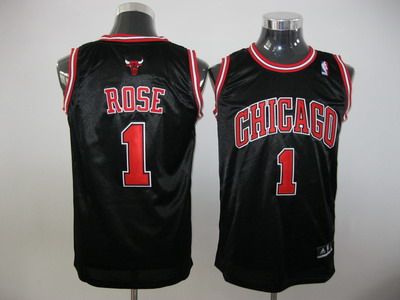 NBA Kids Chicago Bulls 1 Derrick Rose Authentic Black Youth Jersey